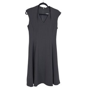 DKNY Dress Women's Size 6 Black Sleeveless Fit & Flare V-Neck Career Classic LBD